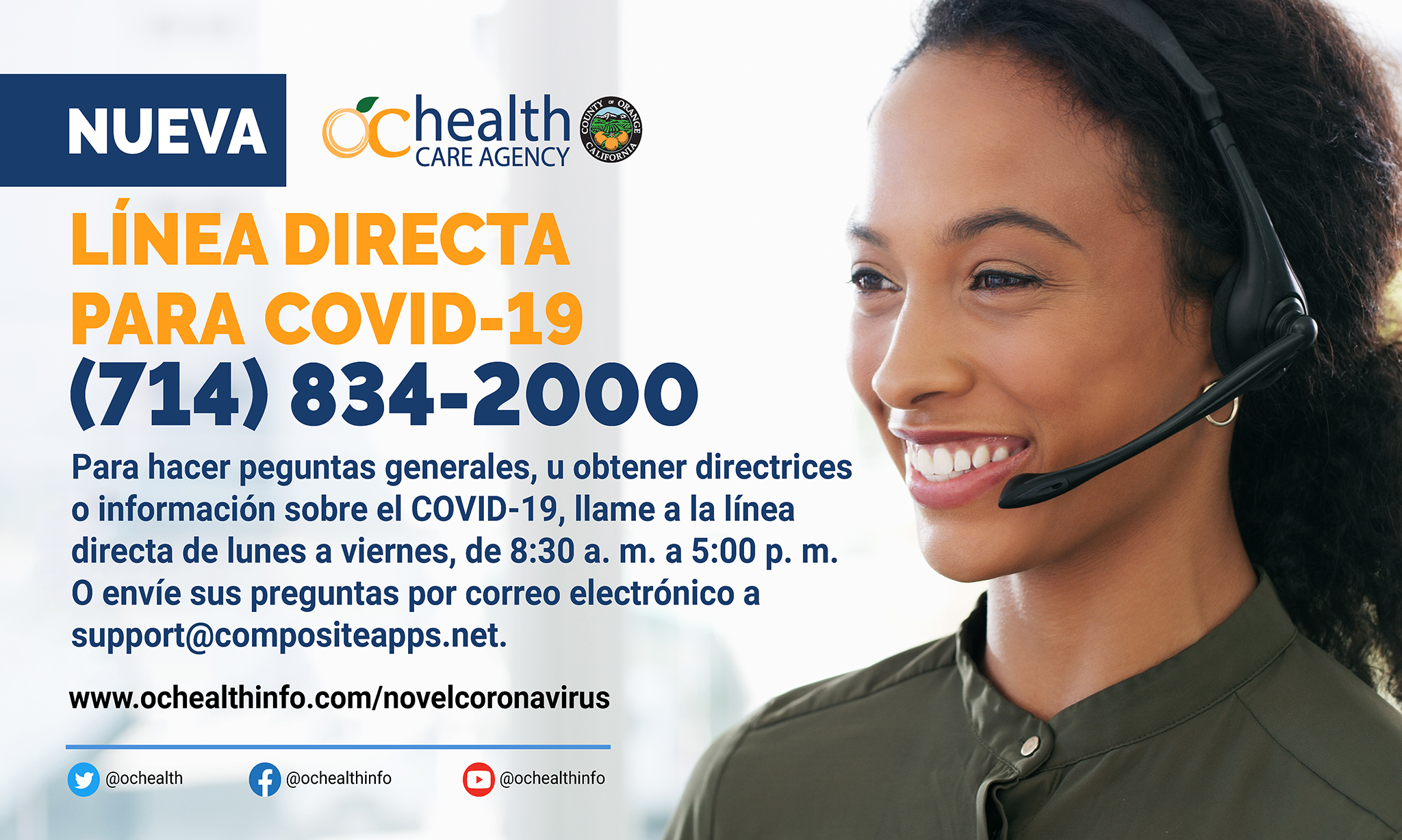 Línea directa para COVID 714-834-2000