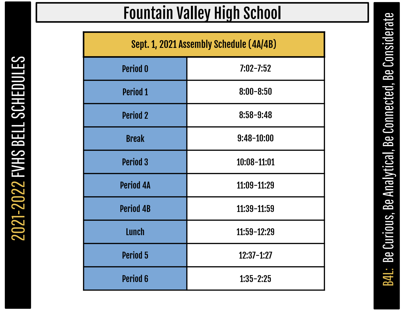 first day assembly schedule